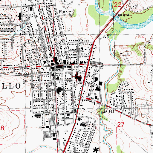 Topographic Map of Monticello Middle School, IA