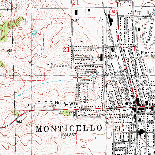 Topographic Map of Jacobs Park, IA