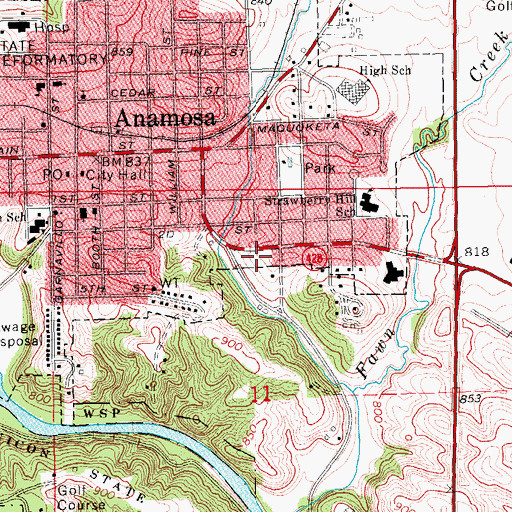 Topographic Map of Anamosa City Fire Department, IA