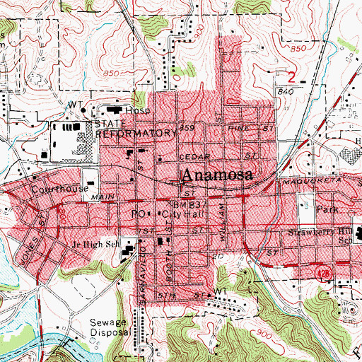 Topographic Map of Anamosa (historical), IA