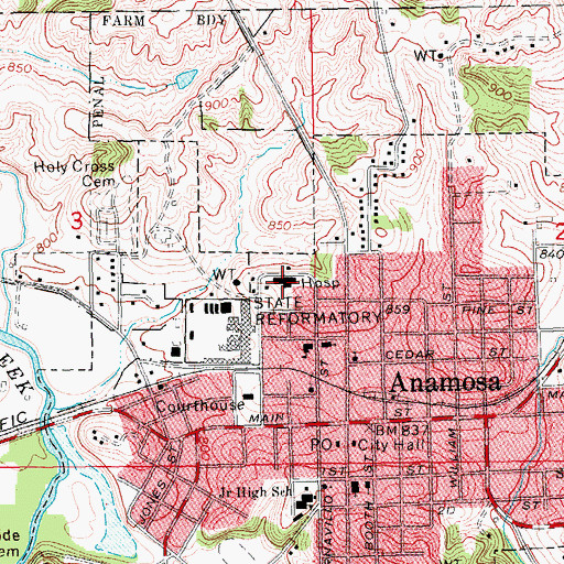 Topographic Map of Jones Regional Medical Center, IA