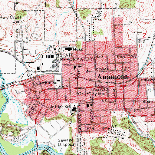 Topographic Map of Saint Marks Episcopal Church, IA