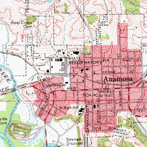 Topographic Map of Anamosa Congregation - Jehovahs Witnesses, IA