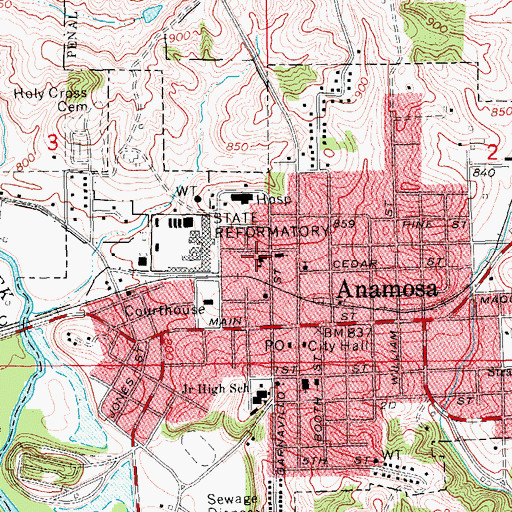 Topographic Map of Saint Patrick School, IA