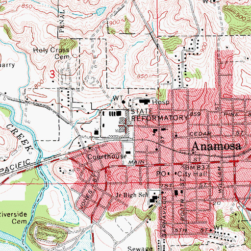 Topographic Map of Iowa State Reformatory (historical), IA