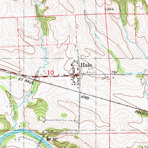 Topographic Map of Hale Post Office (historical), IA