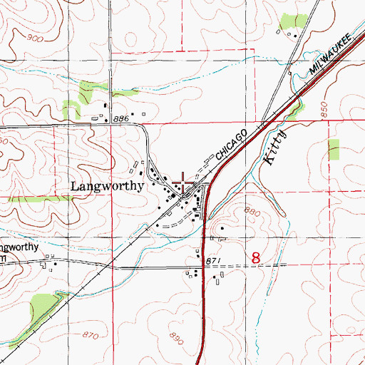 Topographic Map of Langworthy (historical), IA