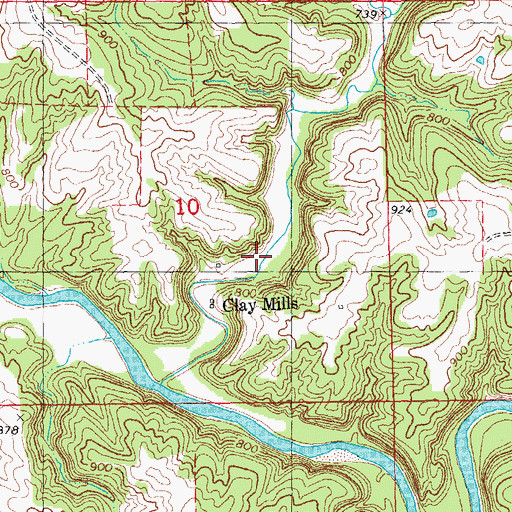 Topographic Map of Clay Mills Post Office (historical), IA