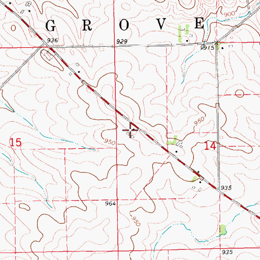 Topographic Map of Downersville Post Office (historical), IA