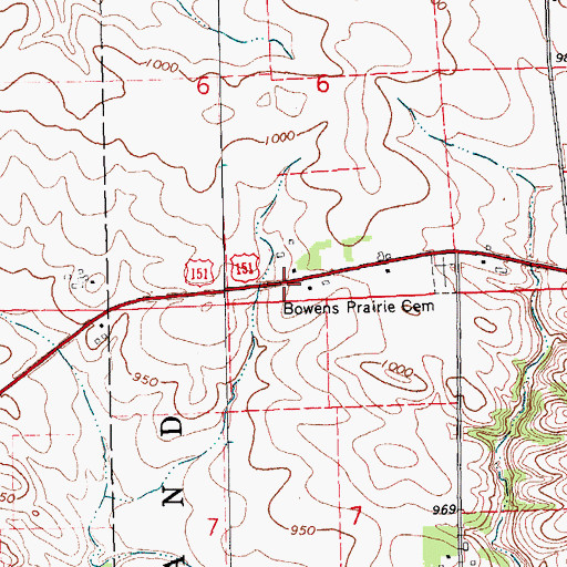 Topographic Map of Bowen Post Office (historical), IA