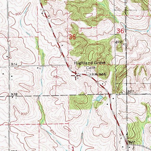 Topographic Map of Highland Grove Post Office (historical), IA