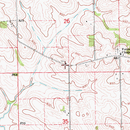 Topographic Map of Big Woods Post Office (historical), IA