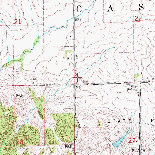 Topographic Map of Cass Centre Post Office (historical), IA