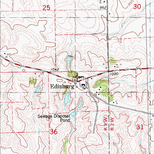 Topographic Map of Edinburgh Ghost Town and Museum, IA
