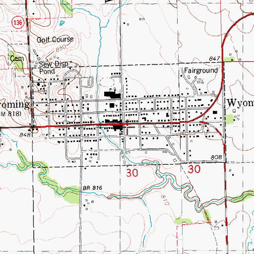Topographic Map of Wyoming Post Office, IA