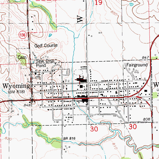 Topographic Map of Midland Middle / High School, IA