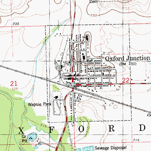Topographic Map of Oxford Junction City Hall, IA