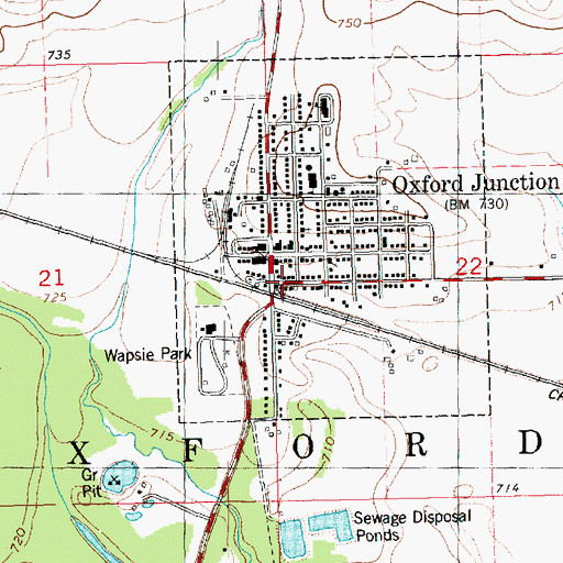 Topographic Map of Oxford Junction (historical), IA