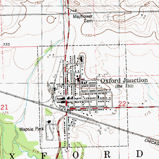 Topographic Map of Midland Intermediate School, IA