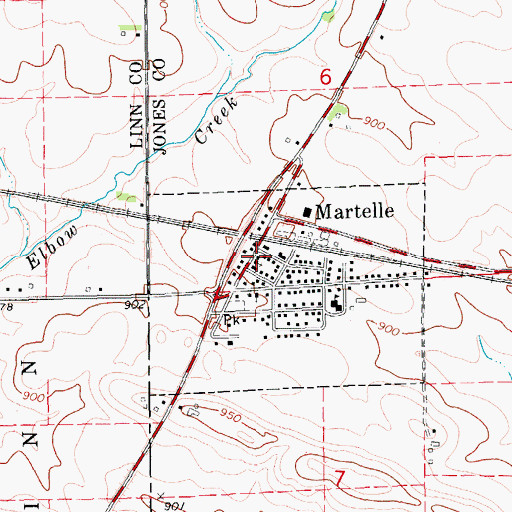 Topographic Map of Martelle Christian Church, IA