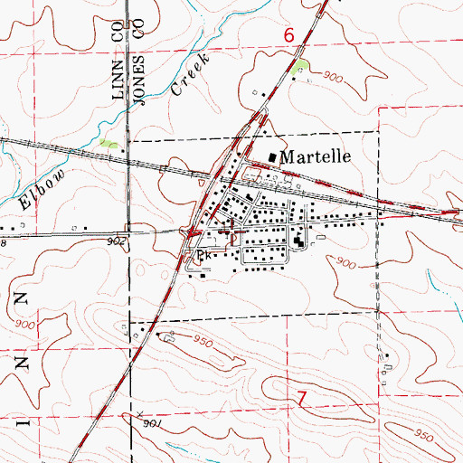 Topographic Map of Martelle United Methodist Church, IA