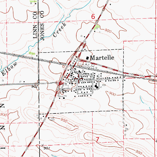Topographic Map of Martelle Fire Department, IA