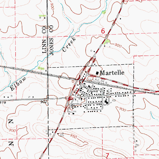 Topographic Map of Martelle (historical), IA