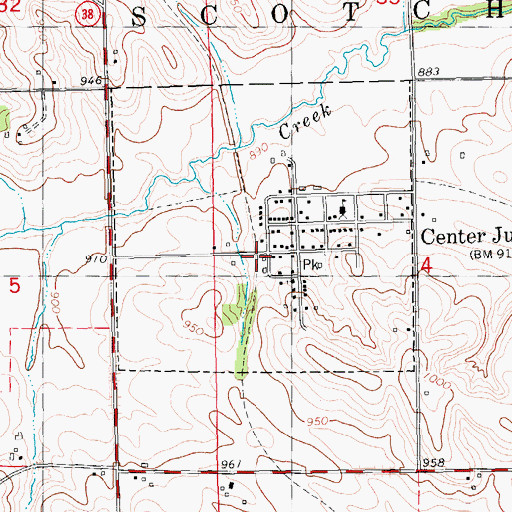 Topographic Map of Center Junction Fire Department, IA