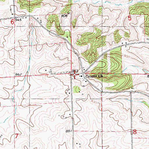 Topographic Map of Center Cemetery, IA