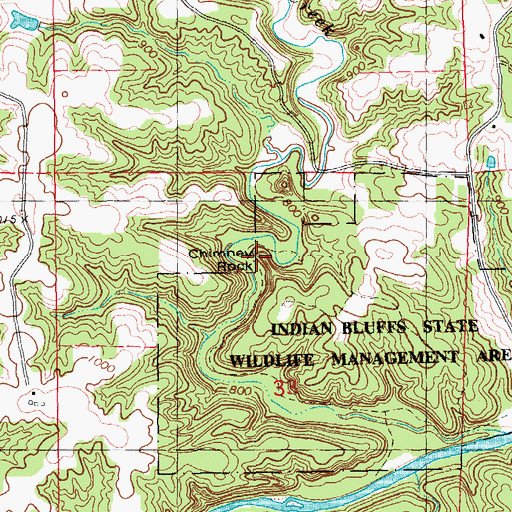 Topographic Map of Chimney Rock, IA