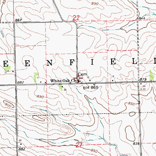 Topographic Map of White Oak Cemetery, IA