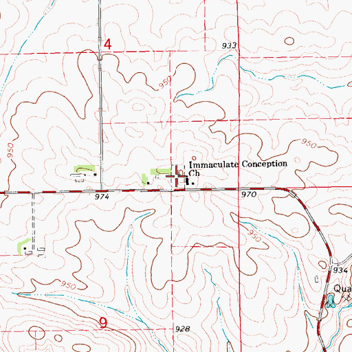 Topographic Map of Castle Grove Catholic Cemetery, IA