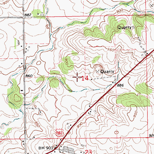 Topographic Map of East Monticello Cemetery, IA