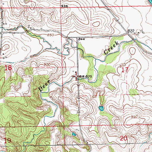 Topographic Map of Wet Creek Bridge, IA