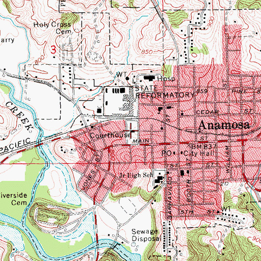 Topographic Map of Jones County Courthouse, IA