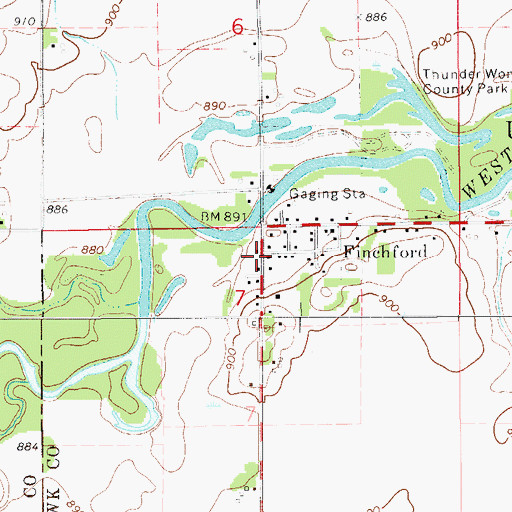 Topographic Map of Finchford Post Office (historical), IA