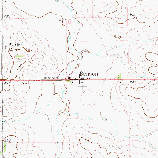 Topographic Map of Benson Post Office (historical), IA