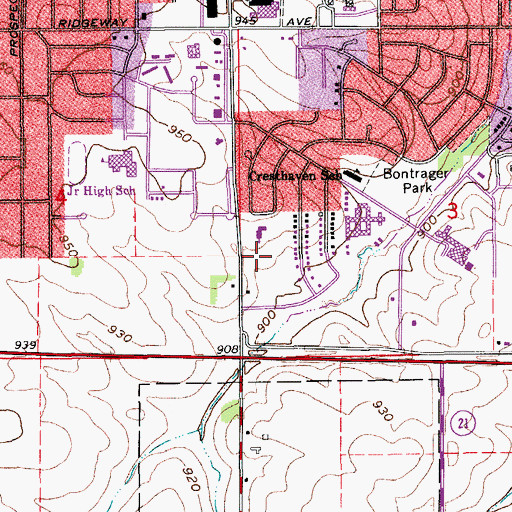 Topographic Map of Central Christian Church, IA