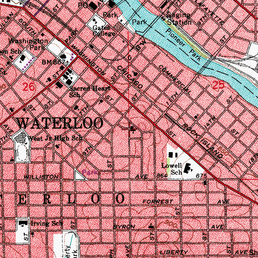 Topographic Map of Wesleyan Church, IA