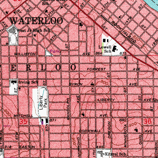 Topographic Map of Immanuel Presbyterian Church, IA