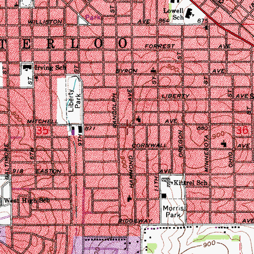 Topographic Map of Hammond Avenue Brethren Church, IA