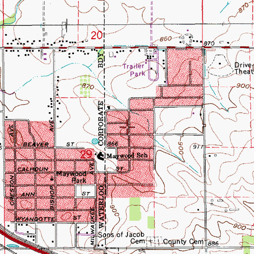 Topographic Map of Linden United Methodist Church, IA