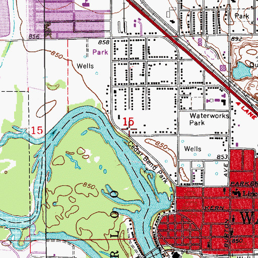 Topographic Map of Church of Christ Waterloo, IA