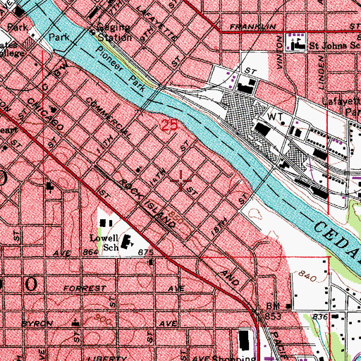 Topographic Map of First Hebrew Church of the First Born, IA