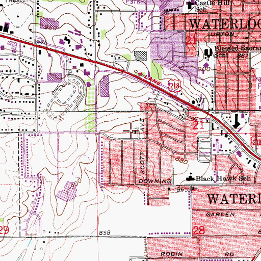 Topographic Map of Saint Andrews Presbyterian Church, IA