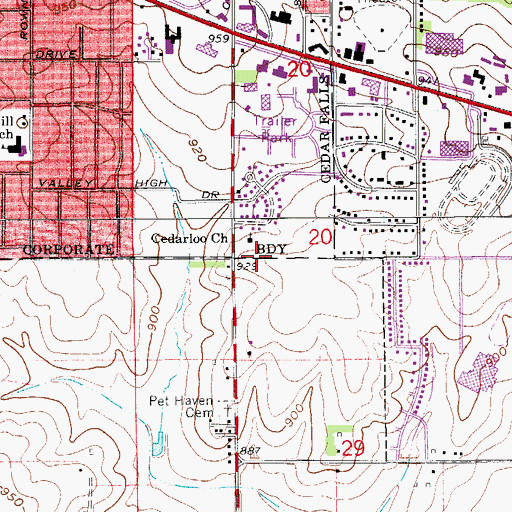 Topographic Map of Immanuel Southern Baptist Church, IA