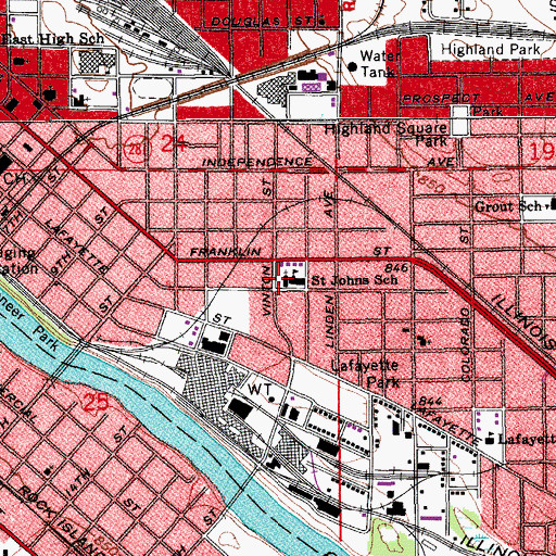Topographic Map of Saint Johns Catholic Church, IA