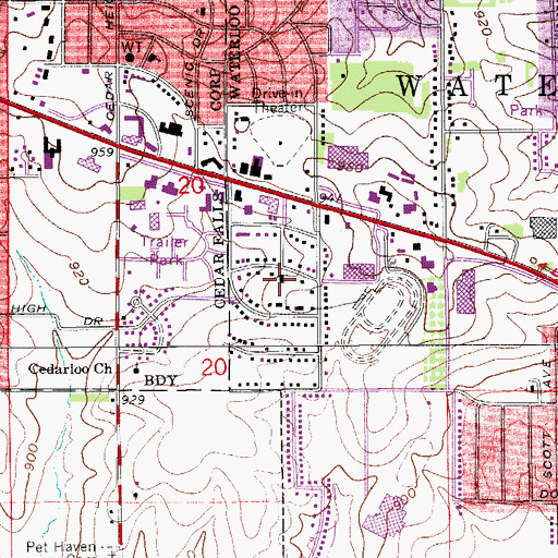 Topographic Map of Calvary Cathedral, IA