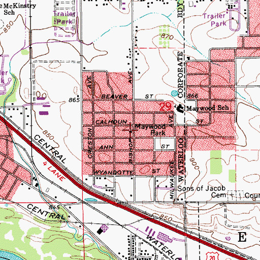 Topographic Map of Savior Baptist Church, IA