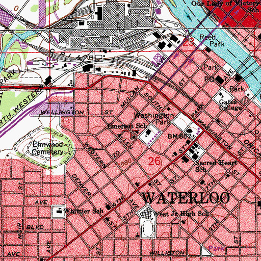 Topographic Map of Iowa United Pentecostal Church, IA